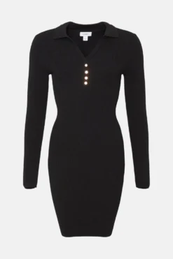 Coast Collared Knitted Mini Dress -Coast Sales Store bcc03004 black xl 3