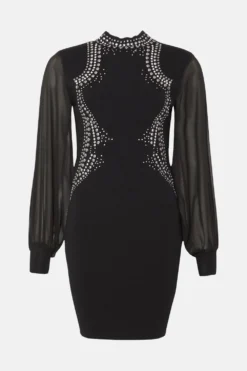 Coast Hot Fix Stud Pencil Knitted Dress -Coast Sales Store bcc03011 black xl 3