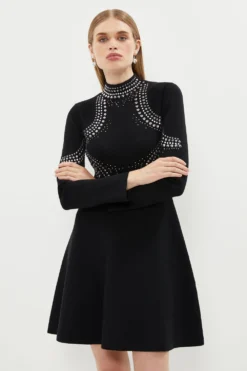 Coast Hot Fix Stud Flippy Knitted Dress
