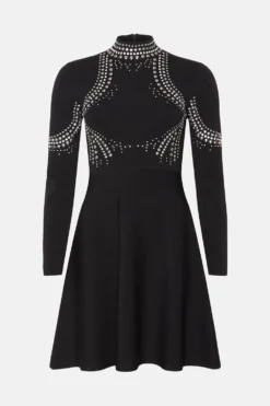 Coast Hot Fix Stud Flippy Knitted Dress -Coast Sales Store bcc03012 black xl 3