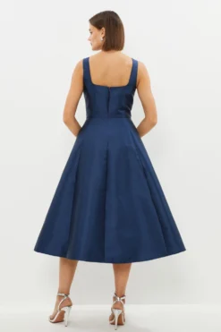 Coast Square Neck Structured Twill Midi Dress -Coast Sales Store bcc03098 navy xl 2