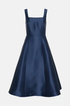 Coast Square Neck Structured Twill Midi Dress -Coast Sales Store bcc03098 navy xl 3