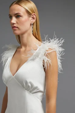 Coast Feather Trim V Neck Fishtail Maxi Dress -Coast Sales Store bcc03122 ivory xl 6 scaled