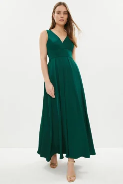 Coast Petite Full Skirted Satin Maxi Dress
