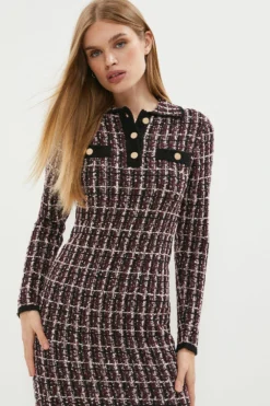 Coast Boucle Button Detail Knitted Mini Dress -Coast Sales Store bcc03153 burgundy xl 1