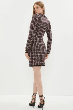 Coast Boucle Button Detail Knitted Mini Dress -Coast Sales Store bcc03153 burgundy xl 2