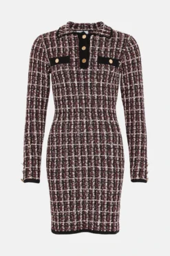 Coast Boucle Button Detail Knitted Mini Dress -Coast Sales Store bcc03153 burgundy xl 3
