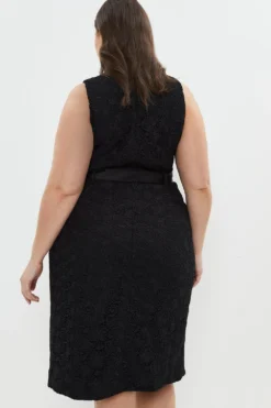 Coast Plus Size Premium Lace Tuxedo Wrap Midi Dress -Coast Sales Store bcc03167 black xl 2