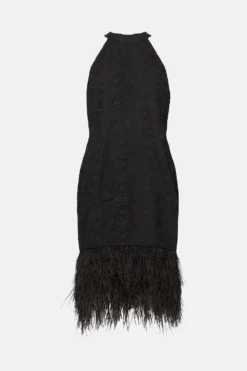 Coast Premium Lace Feather Hem Halter Neck Mini Dress -Coast Sales Store bcc03188 black xl 3