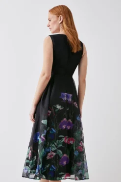 Coast V Neck Tipped Organza Midi Dress -Coast Sales Store bcc03212 black xl 2