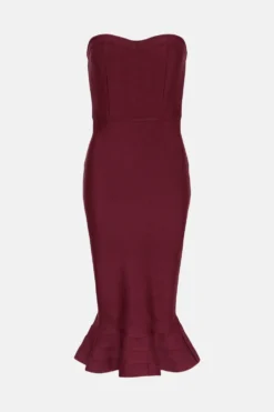 Coast Fishtail Bandage Midi Dress -Coast Sales Store bcc03262 burgundy xl 3