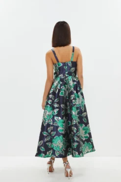 Coast ​​Petite Jacquard Midi Dress With Satin Top -Coast Sales Store bcc03286 navy xl 2