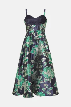 Coast ​​Petite Jacquard Midi Dress With Satin Top -Coast Sales Store bcc03286 navy xl 3