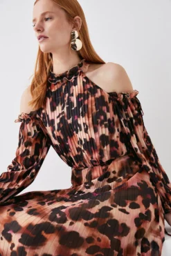 Coast Cold Shoulder Pleated Chiffon Midaxi Dress -Coast Sales Store bcc03320 black xl 1