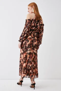 Coast Cold Shoulder Pleated Chiffon Midaxi Dress -Coast Sales Store bcc03320 black xl 2