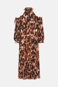 Coast Cold Shoulder Pleated Chiffon Midaxi Dress -Coast Sales Store bcc03320 black xl 3