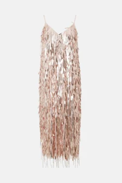 Coast Premium Sequin And Fringe Midi Dress -Coast Sales Store bcc03352 rose20gold xl 3