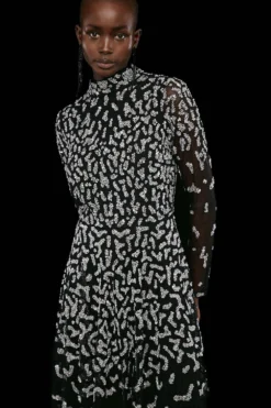 Coast Premium Leopard Sequin Ombre Maxi Dress -Coast Sales Store bcc03367 black xl 4