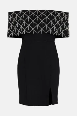 Coast Embelished Bardot Sculpting Jersey Mini Dress -Coast Sales Store bcc03377 black xl 3