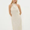 Coast Premium Linear Sequin Cross Neck Midi Dress