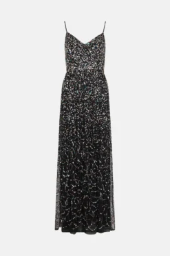 Coast Premium Multi Colour Sequin Maxi Dress -Coast Sales Store bcc03381 black xl 3