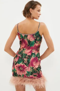 Coast Diamante Trim Mini Dress With Feather Hem -Coast Sales Store bcc03386 black xl 2