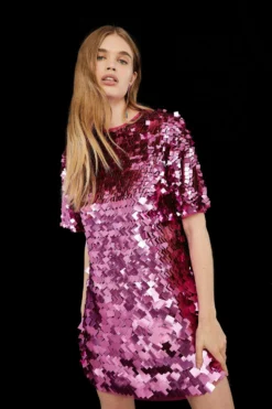 Coast Premium Square Sequin T Shirt Dress