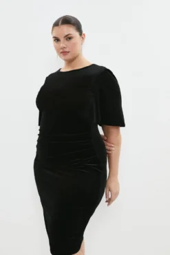 Coast Plus Size Velvet Flare Sleeve Sculpting Dress