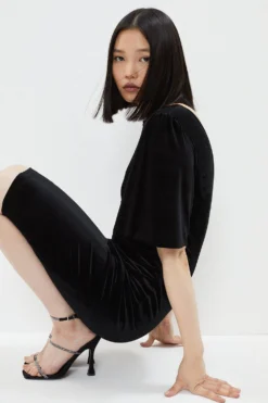 Coast Velvet Flare Sleeve Figure Sculpting Dress -Coast Sales Store bcc03429 black xl 1