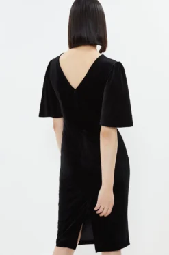 Coast Velvet Flare Sleeve Figure Sculpting Dress -Coast Sales Store bcc03429 black xl 2
