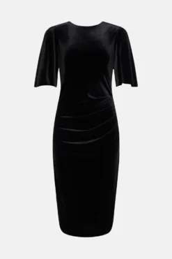 Coast Velvet Flare Sleeve Figure Sculpting Dress -Coast Sales Store bcc03429 black xl 3