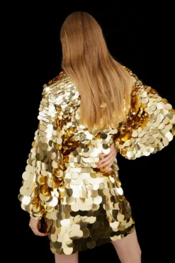 Coast Deep V Disc Sequin Mini Dress​ -Coast Sales Store bcc03441 gold xl 2 scaled