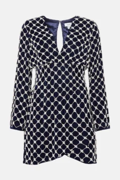 Coast Pearl Embellished Long Sleeve Mini Dress -Coast Sales Store bcc03465 navy xl 3