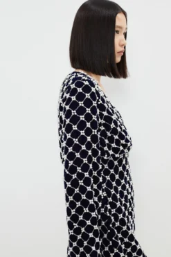 Coast Pearl Embellished Long Sleeve Mini Dress -Coast Sales Store bcc03465 navy xl 4