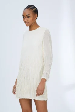Coast Long Sleeve Embellished Fringe Detail Mini Dress