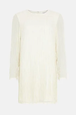 Coast Long Sleeve Embellished Fringe Detail Mini Dress -Coast Sales Store bcc03468 ivory xl 3