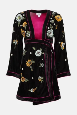 Coast Premium Hand Embellished Velvet Mini Wrap Dress -Coast Sales Store bcc03473 black xl 3