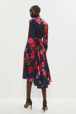 Coast Long Sleeve Ruffle Mid Wrap Dress -Coast Sales Store bcc03479 navy xl 2