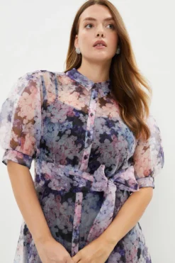 Coast Plus Size Organza Shirt Dress -Coast Sales Store bcc03486 purple xl 1