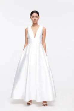 Coast Petite Structured Deep V Full Maxi Dress​