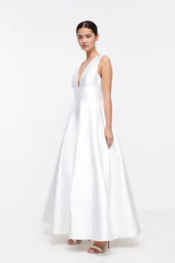 Coast Petite Structured Deep V Full Maxi Dress​ -Coast Sales Store bcc03495 ivory xl 4