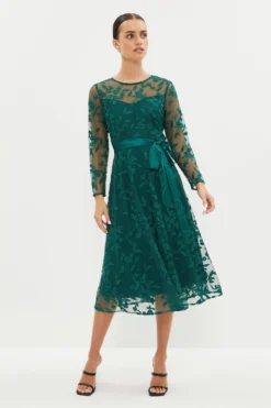 Coast All Over Embroidered Long Sleeve Midi Dress