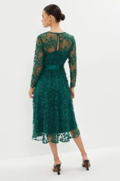 Coast All Over Embroidered Long Sleeve Midi Dress -Coast Sales Store bcc03508 forest xl 2