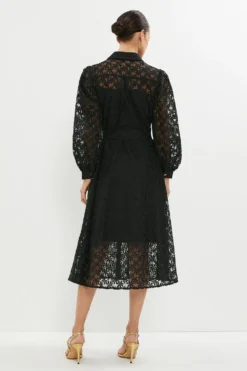 Coast Petite Organza Long Sleeve Midi Shirt Dress -Coast Sales Store bcc03511 black xl 2