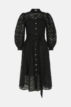 Coast Petite Organza Long Sleeve Midi Shirt Dress -Coast Sales Store bcc03511 black xl 3