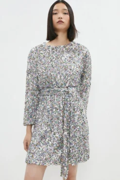 Coast Belted Sequin Mini Dress