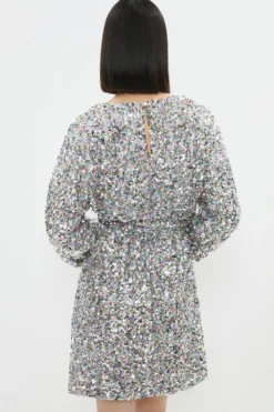 Coast Belted Sequin Mini Dress -Coast Sales Store bcc03566 silver xl 2
