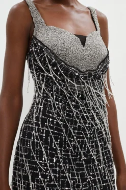 Coast Premium Drape Corset Fringe Mini Dress -Coast Sales Store bcc03641 black xl 4