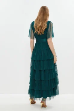 Coast Tulle Wrap Tiered Hem Maxi Dress -Coast Sales Store bcc03688 forest xl 2
