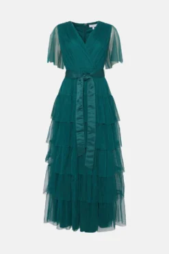 Coast Tulle Wrap Tiered Hem Maxi Dress -Coast Sales Store bcc03688 forest xl 3